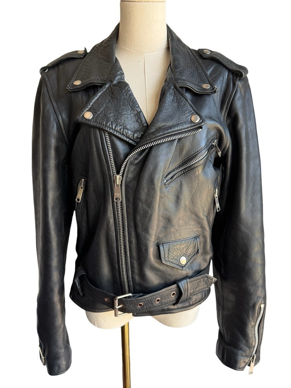 Vintage Jarvis Bond Cowhide Leather Moto Jacket 36 Womens Small Double Rider YKK